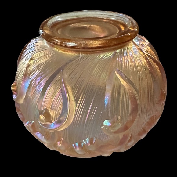 Fenton Lily Of The Valley Peach Pink  Bowl - Picture 3 of 9